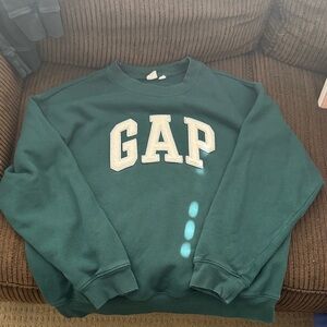 GAP Men's Crewneck Sweatshirt in Deep Green with White Logo